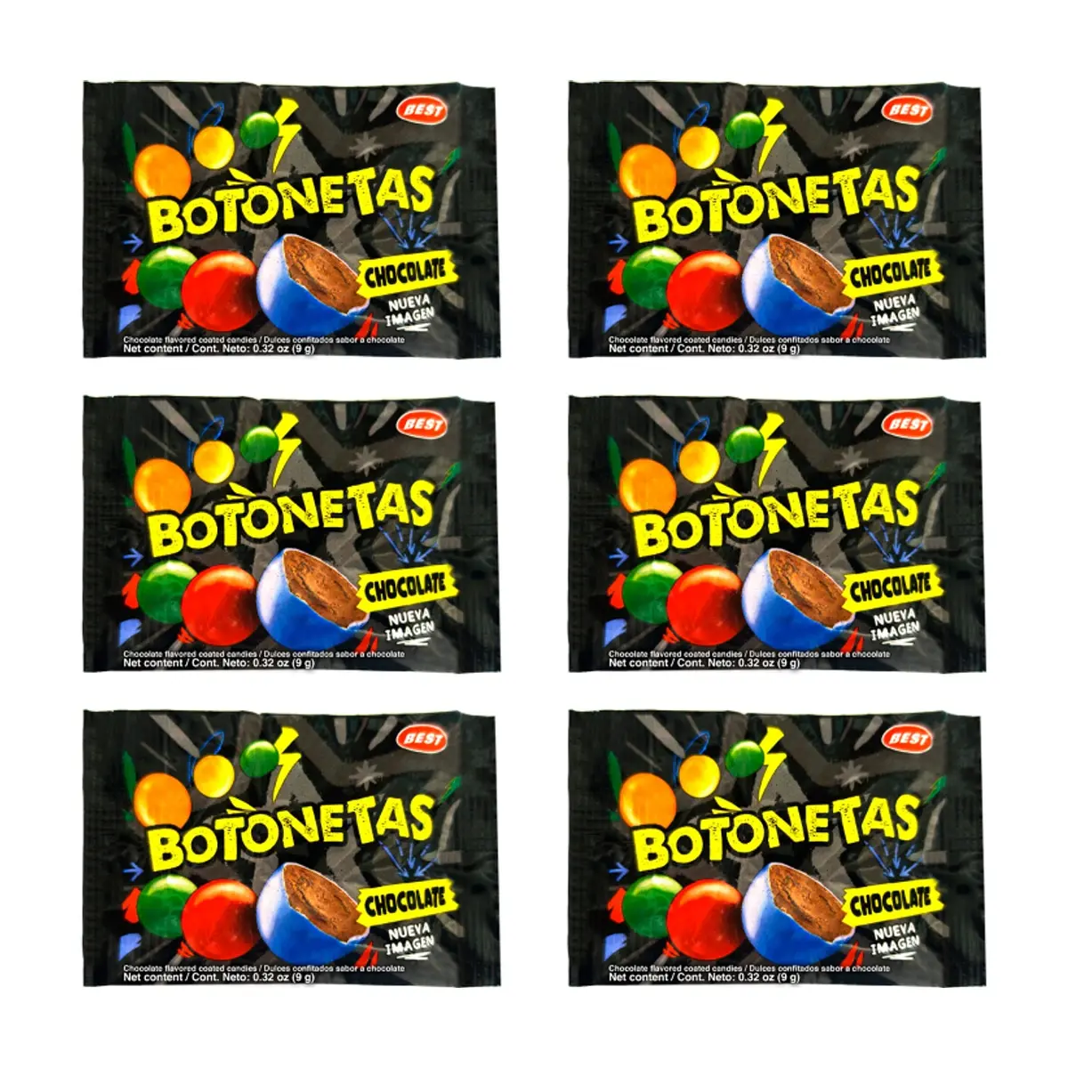 Dulces confitados sabor a chocolate Botonetas Best (6 x 9 g)