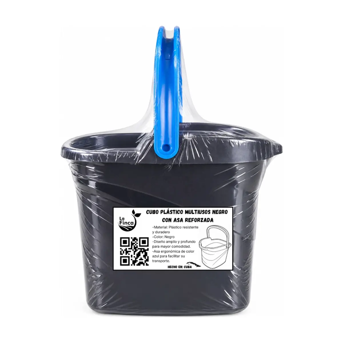 Cubo plástico multiusos negro con asa reforzada La Finca - Miniatura 2