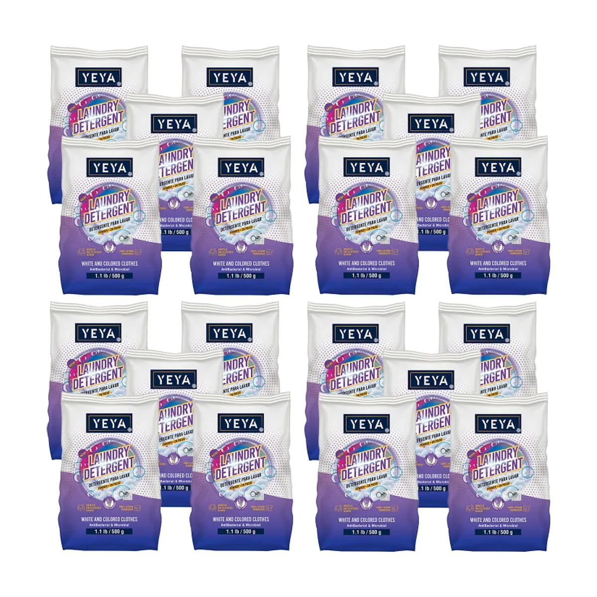 Detergente en polvo con aroma a lavanda Yeya (20 x 500 g / 1.1 lb)