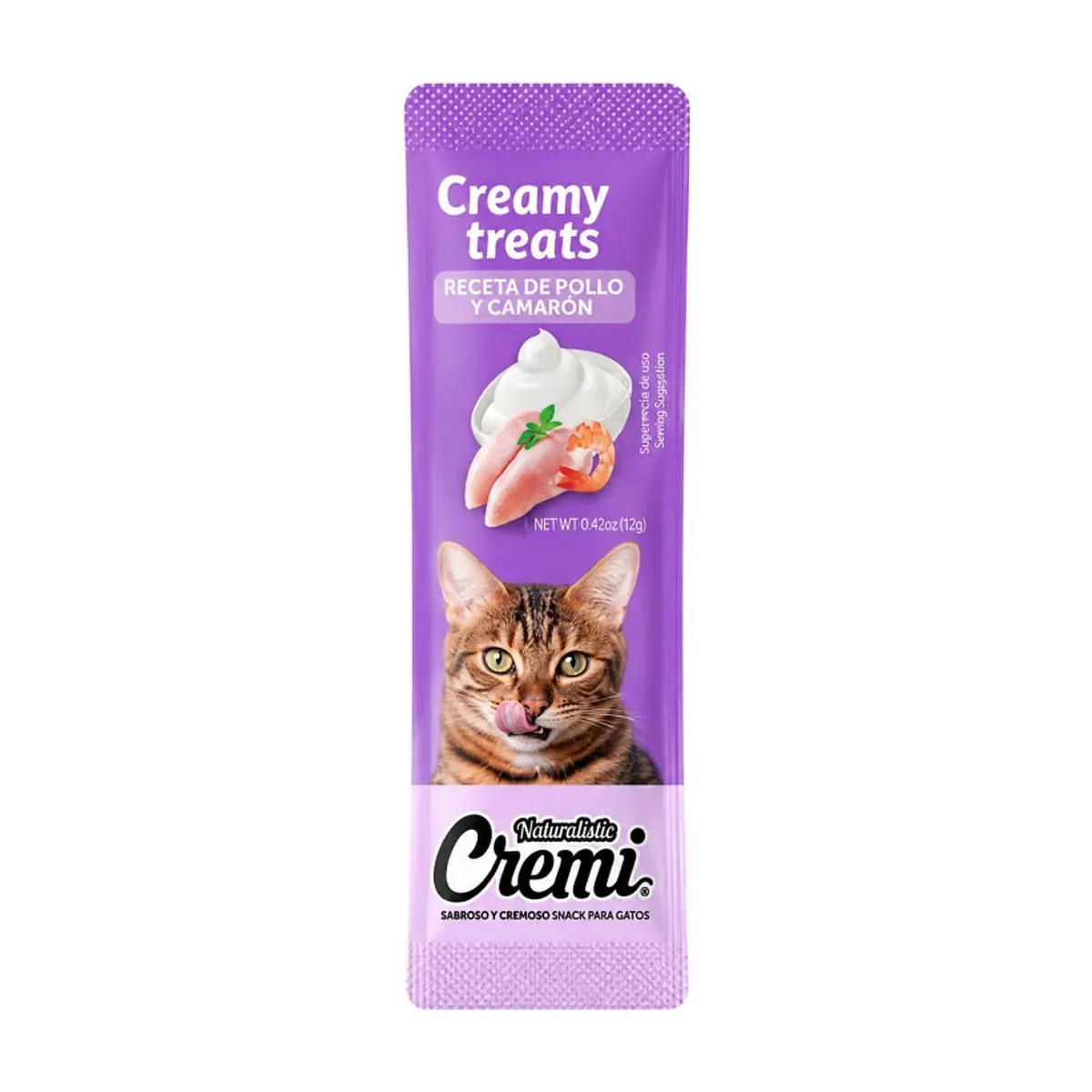 Golosinas cremosas receta pollo y camarones con textura de puré para gatos Cremi (60 g / 2.1 oz) - Thumbnail 2