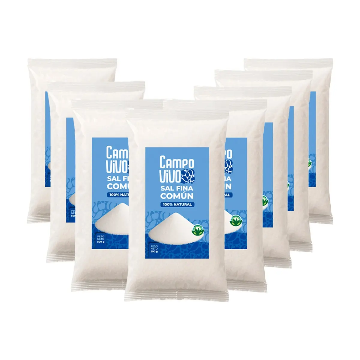 Sal fina común Campo Vivo (8 x 500 g / 1.1 lb)