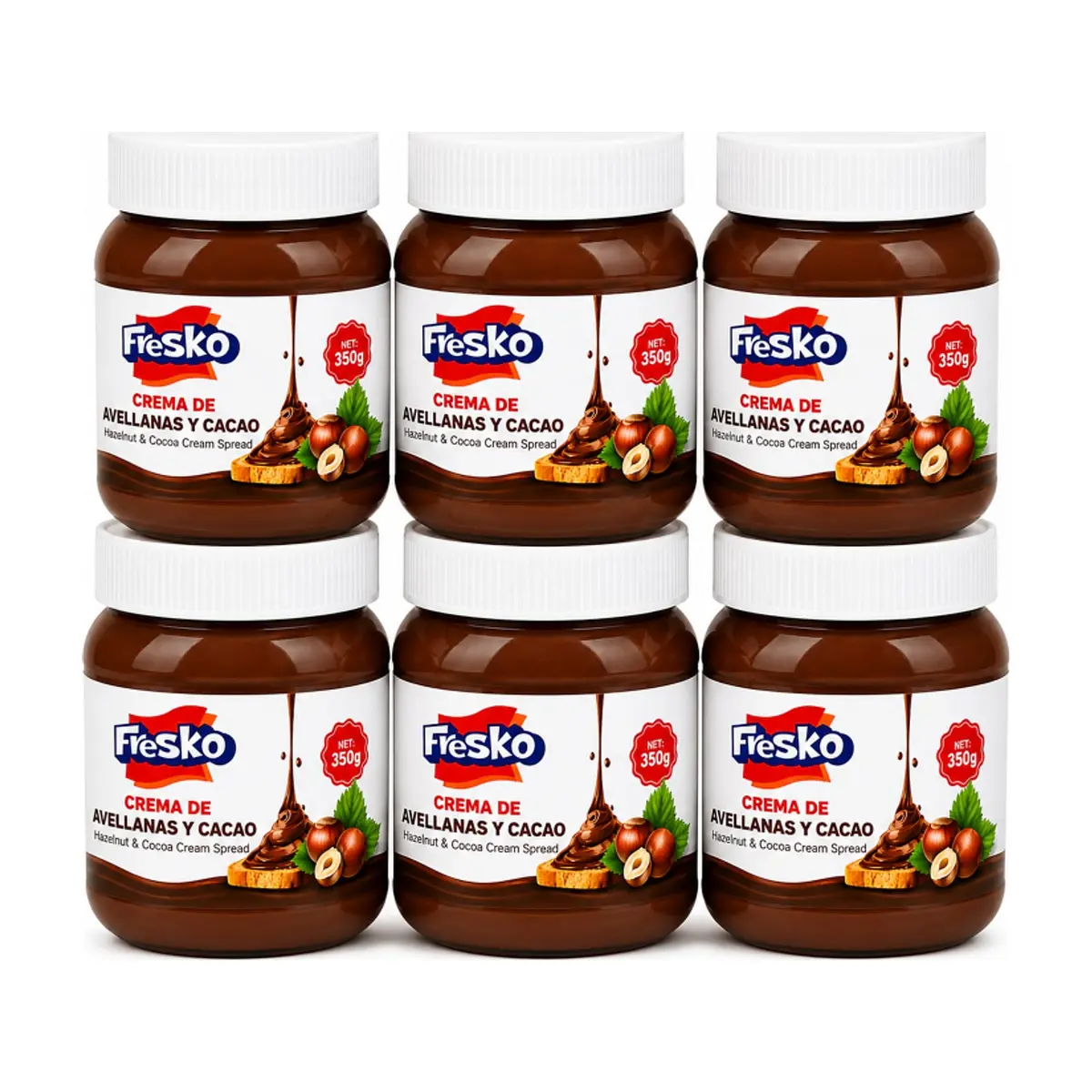Crema de avellanas y cacao Fresko (6 x 350 g / 12.35 oz)