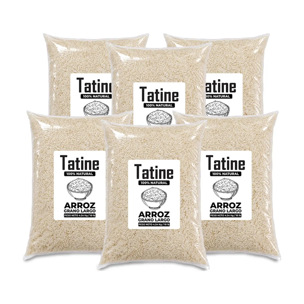 Arroz de grano largo Tatine (6 x 4.54 kg / 10 lb)