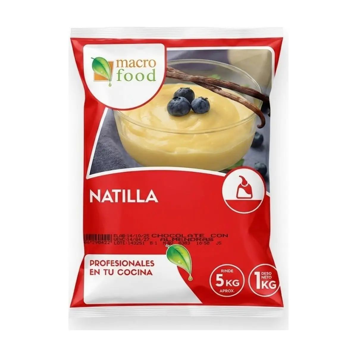 Natilla de Chocolate con Almendras (1kg) MACROFOOD