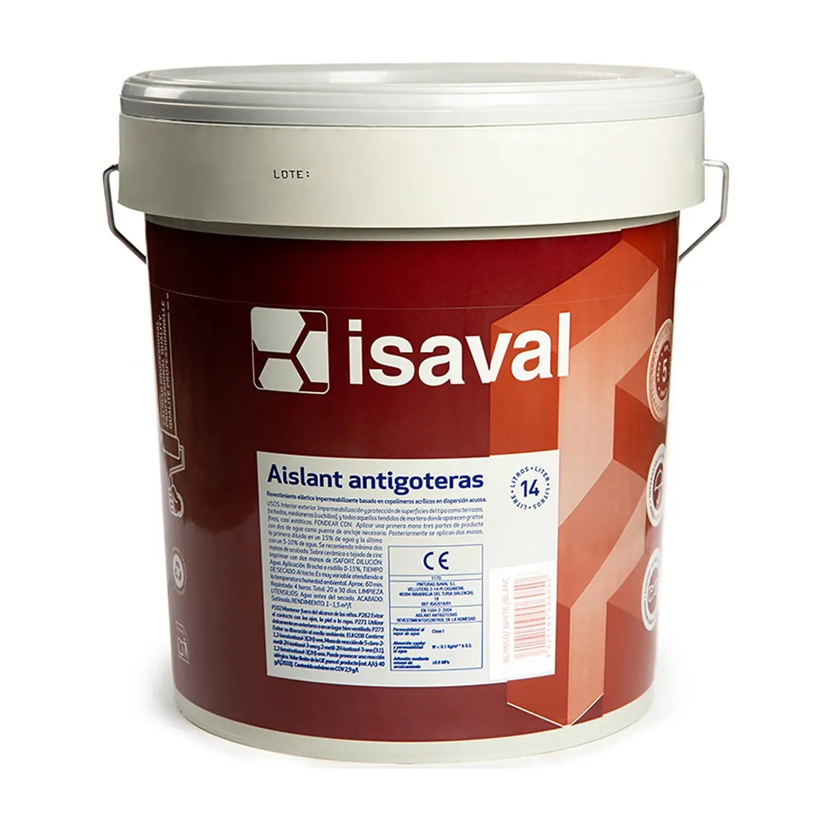 Pintura elástica impermeabilizante color blanco aislante antigoteras Isaval (14 L) - Thumbnail 3