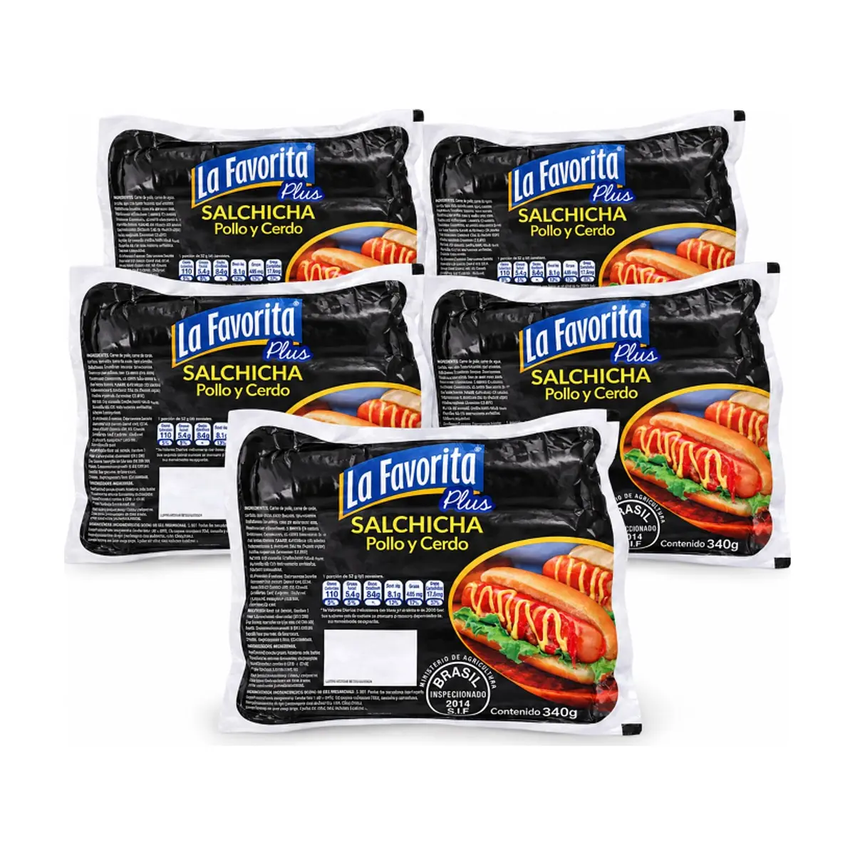 Salchichas de pollo y cerdo La Favorita (5 x 340 g / 12 oz) - Imagen 1