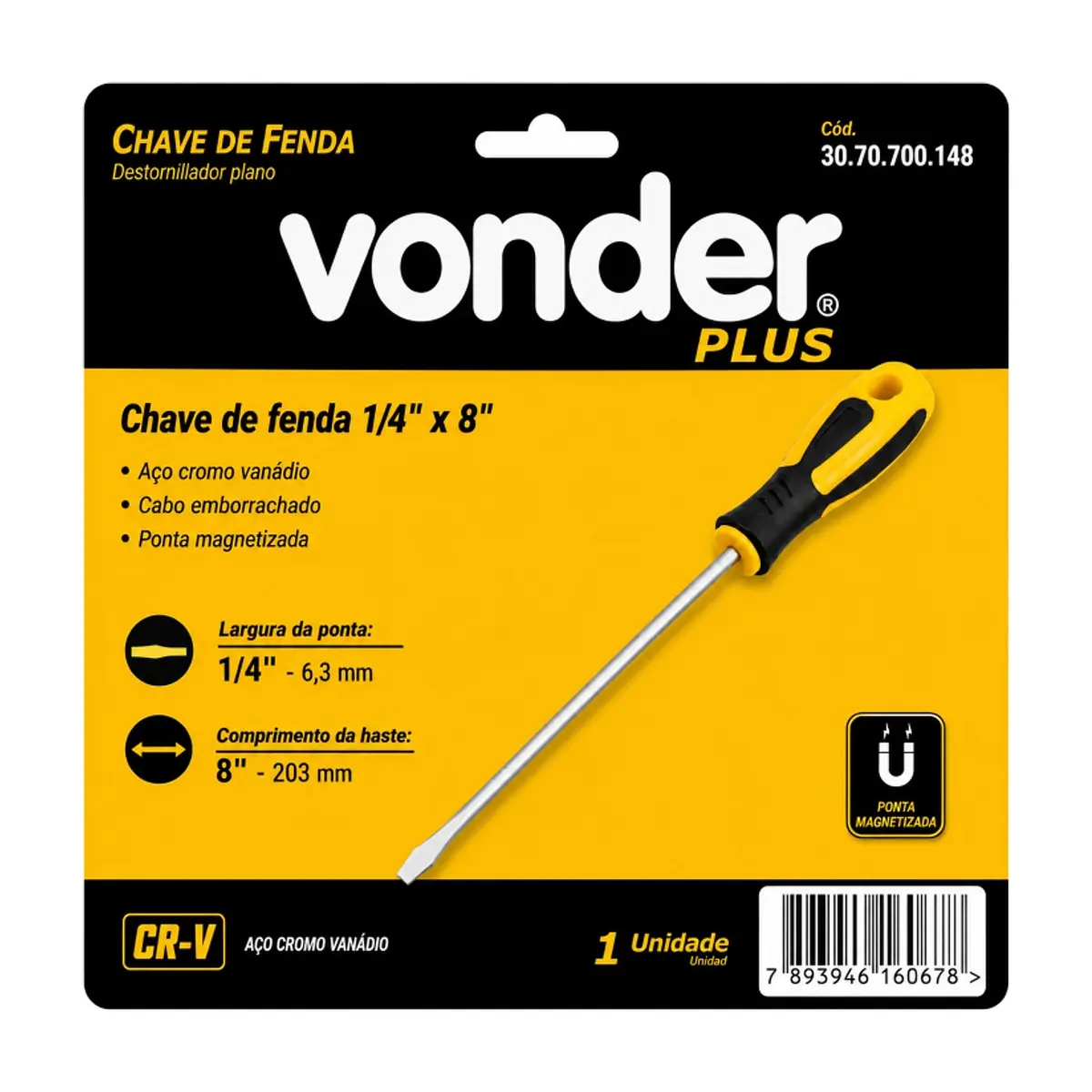Destornillador de paleta 1/4" x 8" Vonder - Thumbnail 7