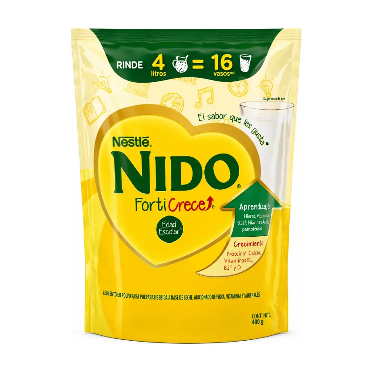 Leche en polvo parcialmente descremada acondicionada con fibra, minerales y vitaminas Nestlé (480 g / 1.06 lb)