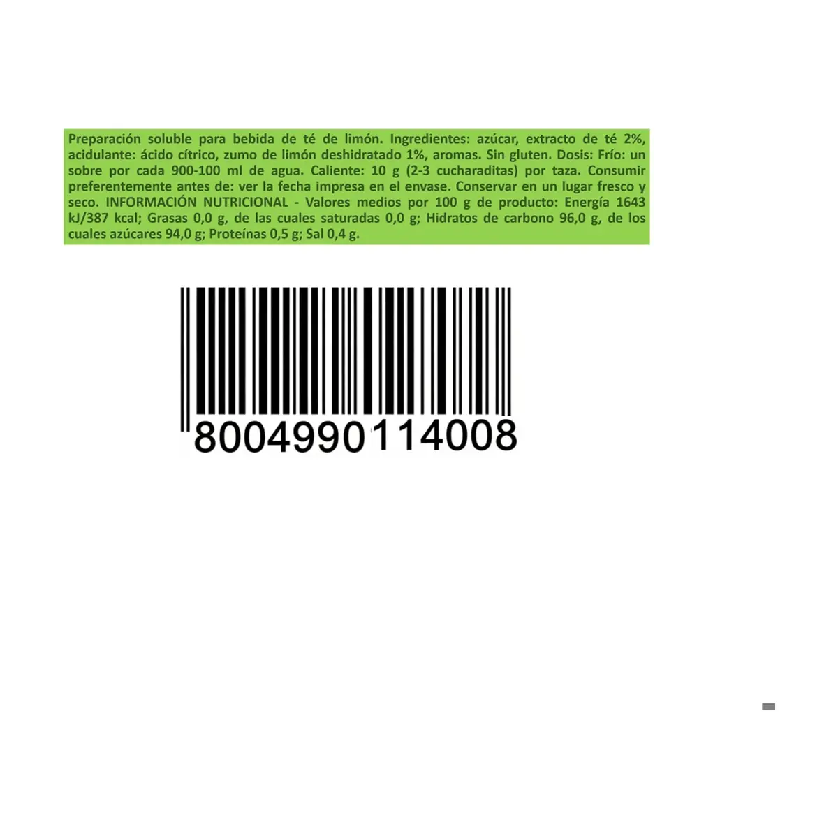 Té instantáneo sabor limón Ristora (90 g / 3.17 oz) - Thumbnail 9