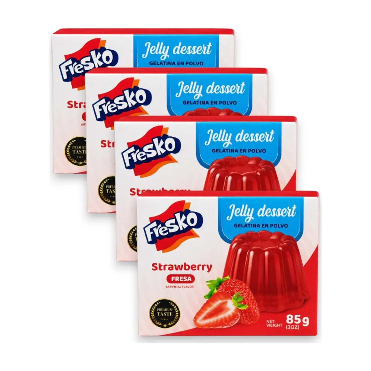 Gelatina sabor fresa Fresko (4 x 85 g / 3 oz)