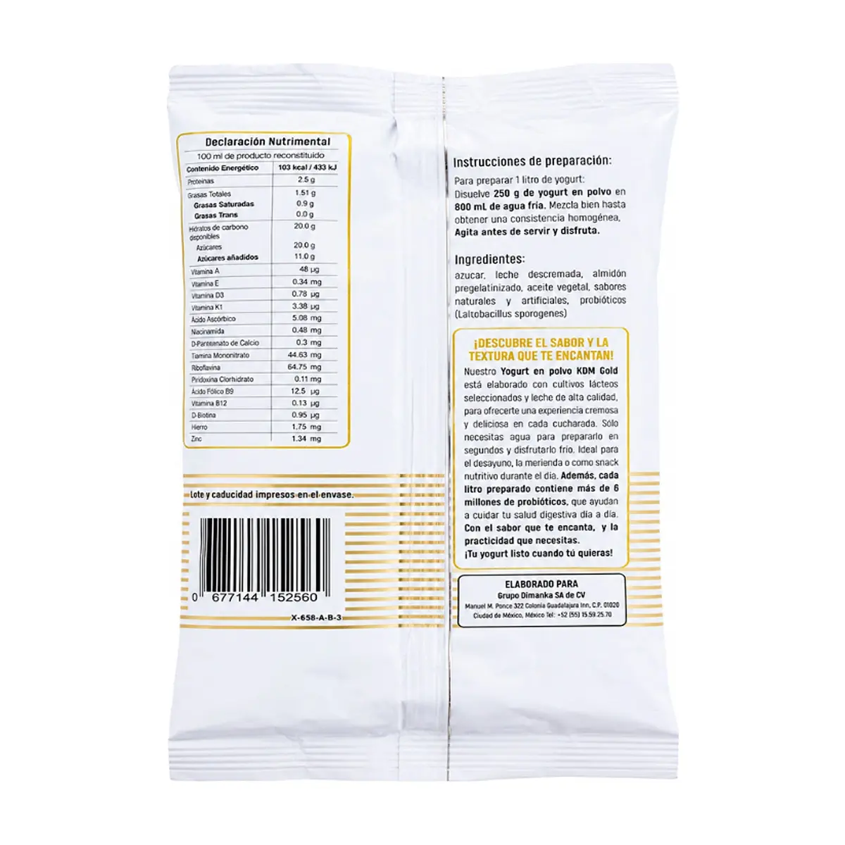 Yogurt en polvo para cucharear sabor piña KDM Gold (250 g / 8.8 oz) - Thumbnail 2