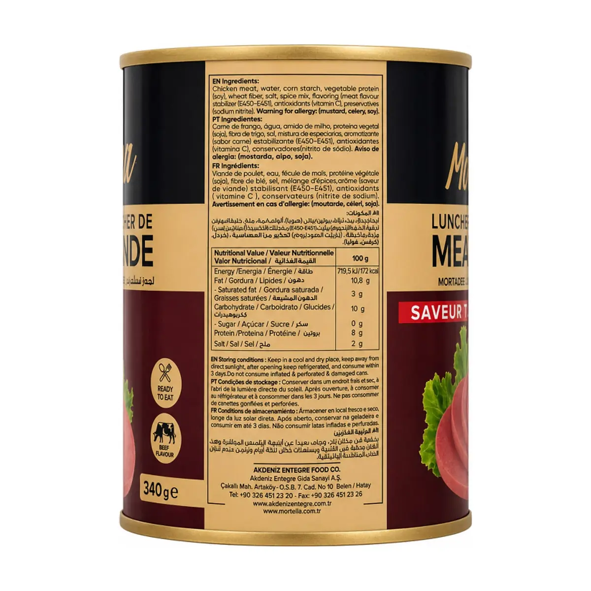 Mortadela especial sabor carne Mortella (340 g / 12.0 oz) - Thumbnail 3