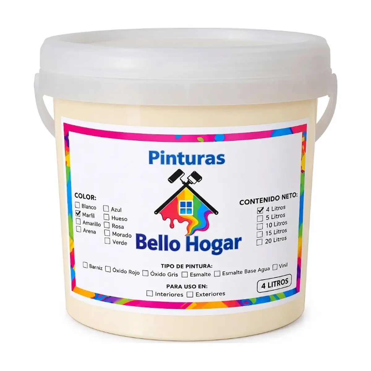 Pintura vinílica interior y exterior color marfil Bello Hogar (4 L)