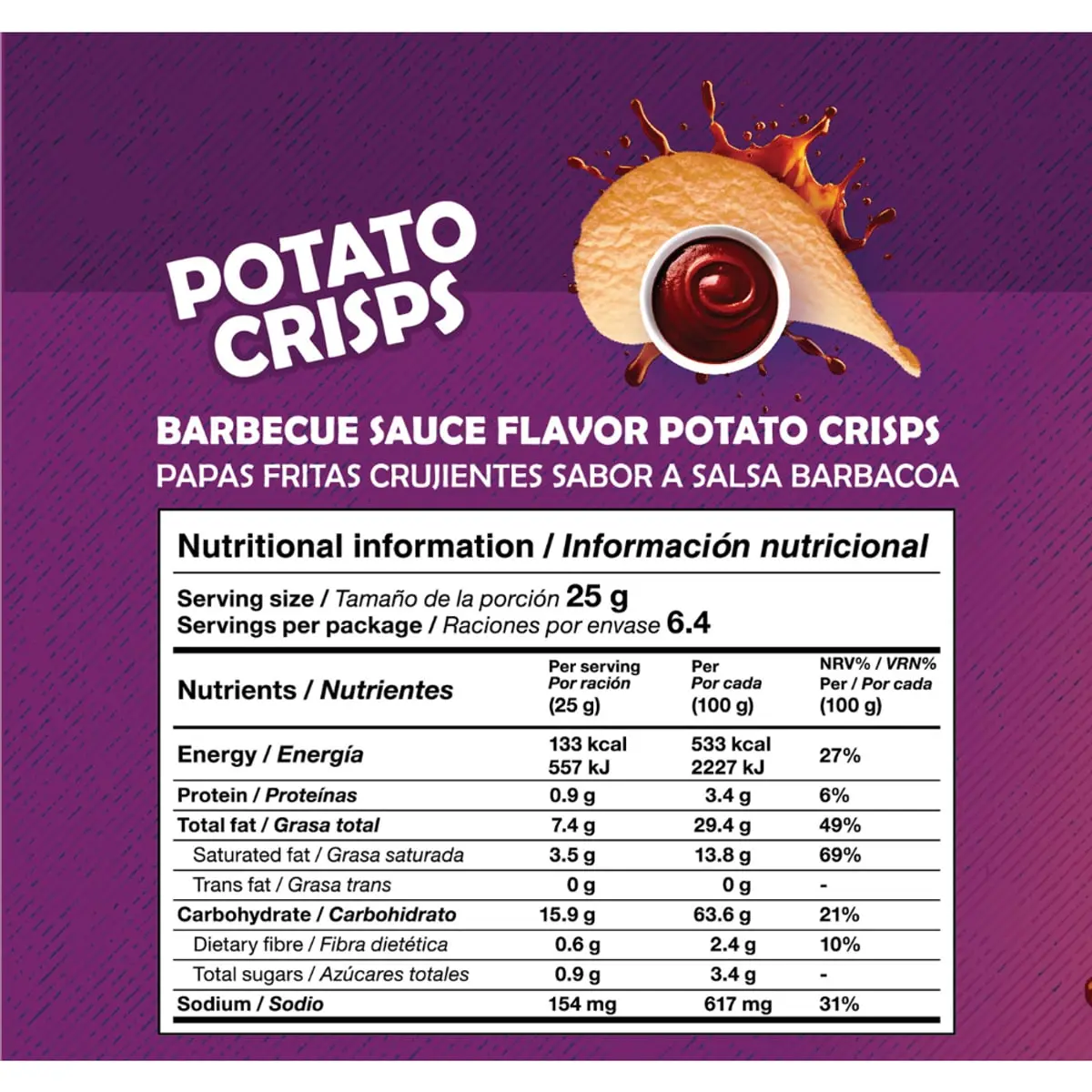 Papas fritas crujientes sabor a salsa barbacoa YEYA (160 g / 5.64 oz) - Thumbnail 3