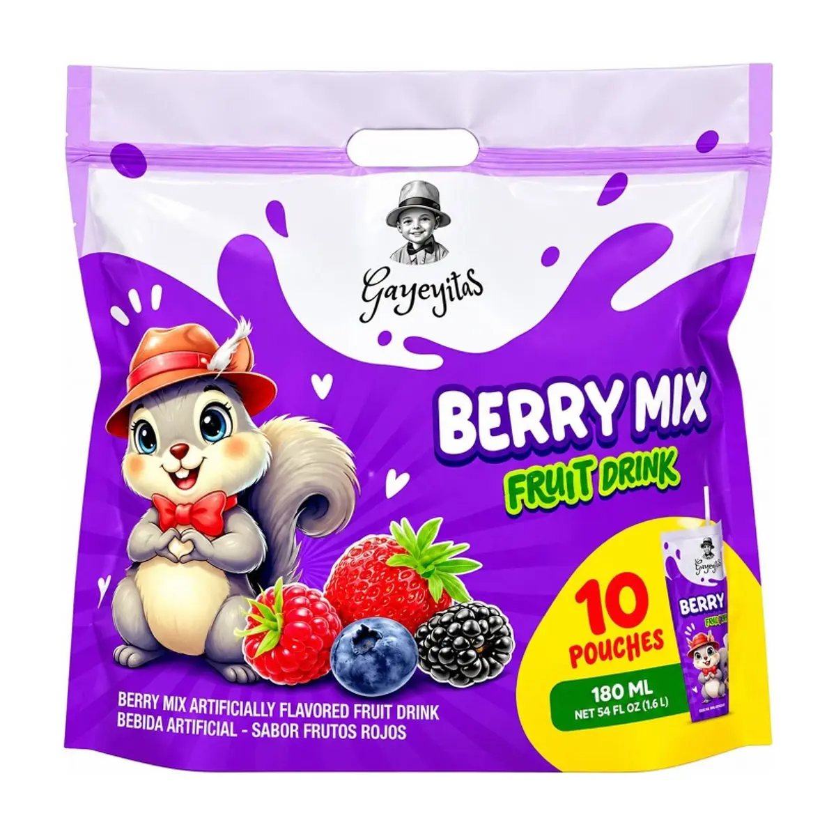Bebidas de frutas surtidas sabor frutos rojos Gayeyitas (10 x 180 ml / 6.1 oz)