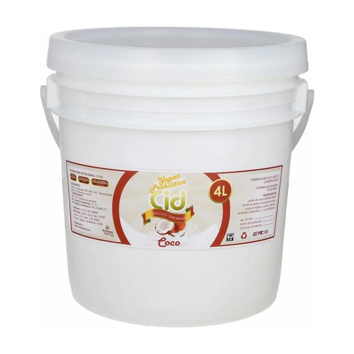 Yogurt probiótico de coágulo saborizado de coco Cid (4 L) - Imagen 1