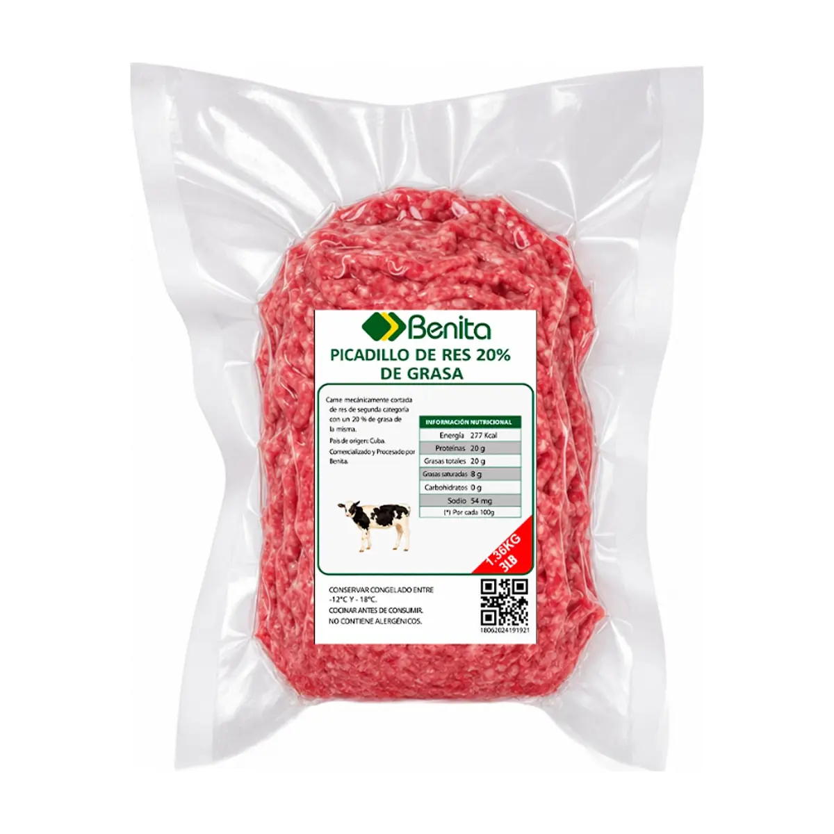 Picadillo de res con 20% de grasa Benita (1.36 kg / 3 lb)