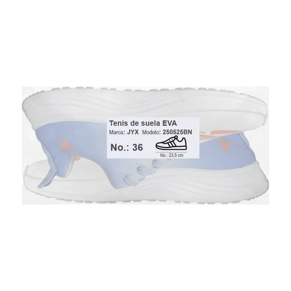 Tenis deportivos - zapatillas casuales - color azul y blanco para mujer JYX (Talla 36) - Thumbnail 4