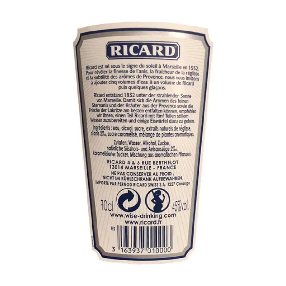 Licor de anís 45 % vol Ricard (700 ml) - Thumbnail 2