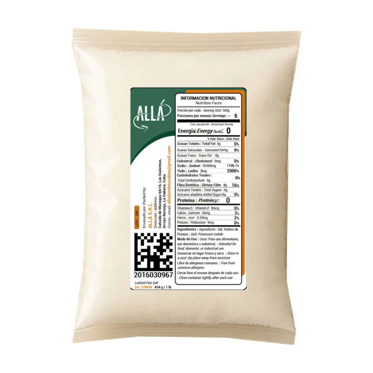 Sal fina yodada ALLÁ (454 g / 1 lb) - Thumbnail 3