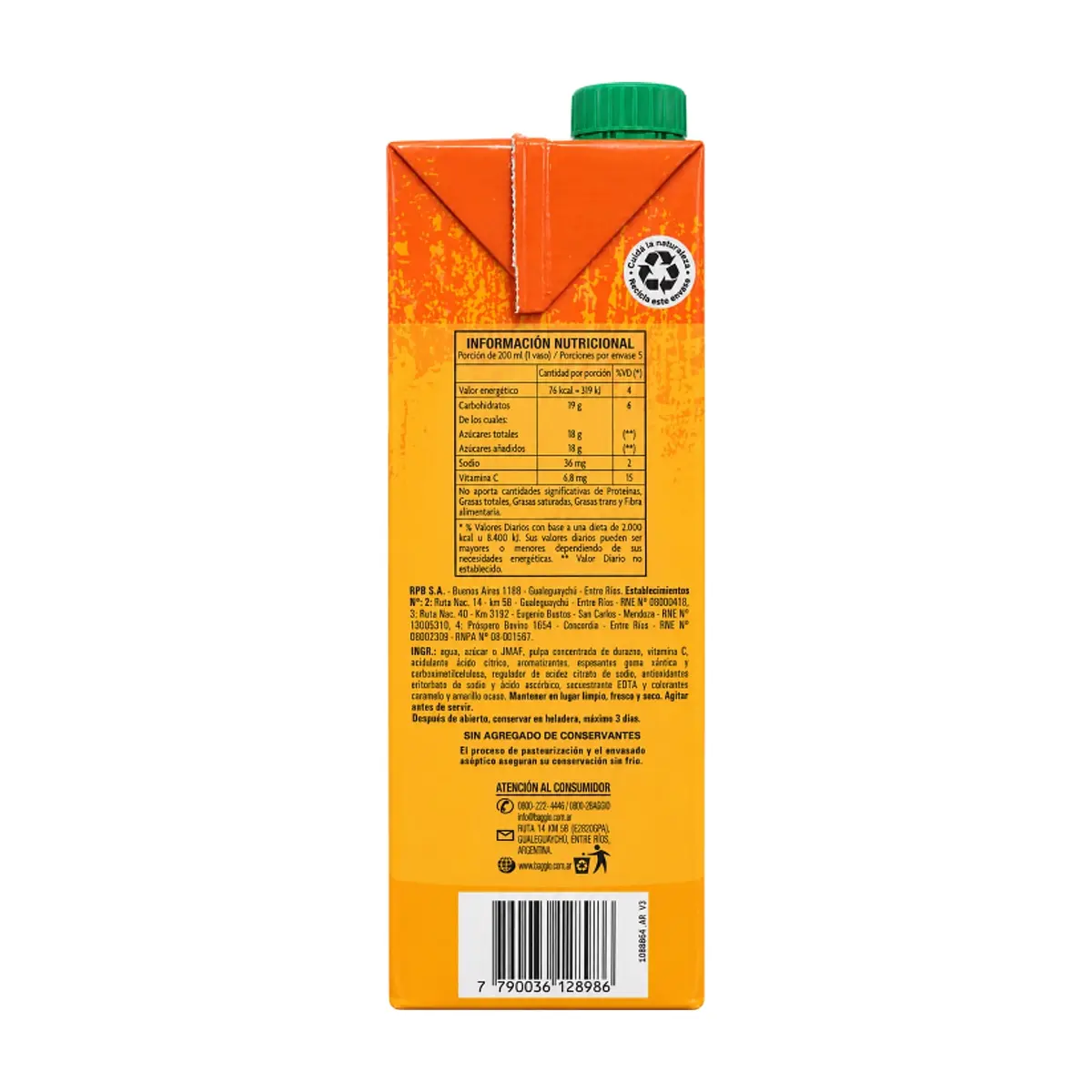 Jugo de durazno Baggio Fresh (1 L) - Miniatura 2