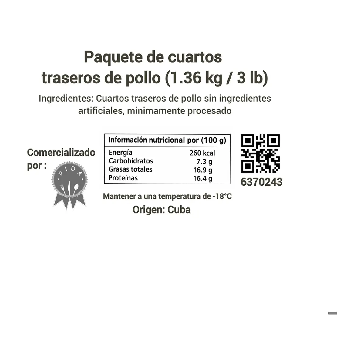 Paquete de cuartos traseros de pollo Pida (1.36 kg / 3 lb) - Thumbnail 4