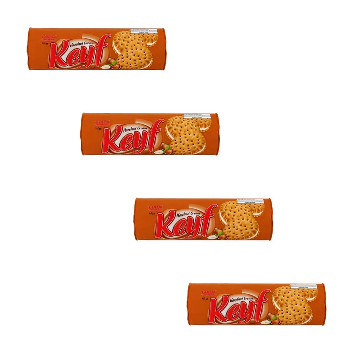 Galleta sándwich de crema de avellana Keyf Golda (4 X 140 g / 4.94 oz)