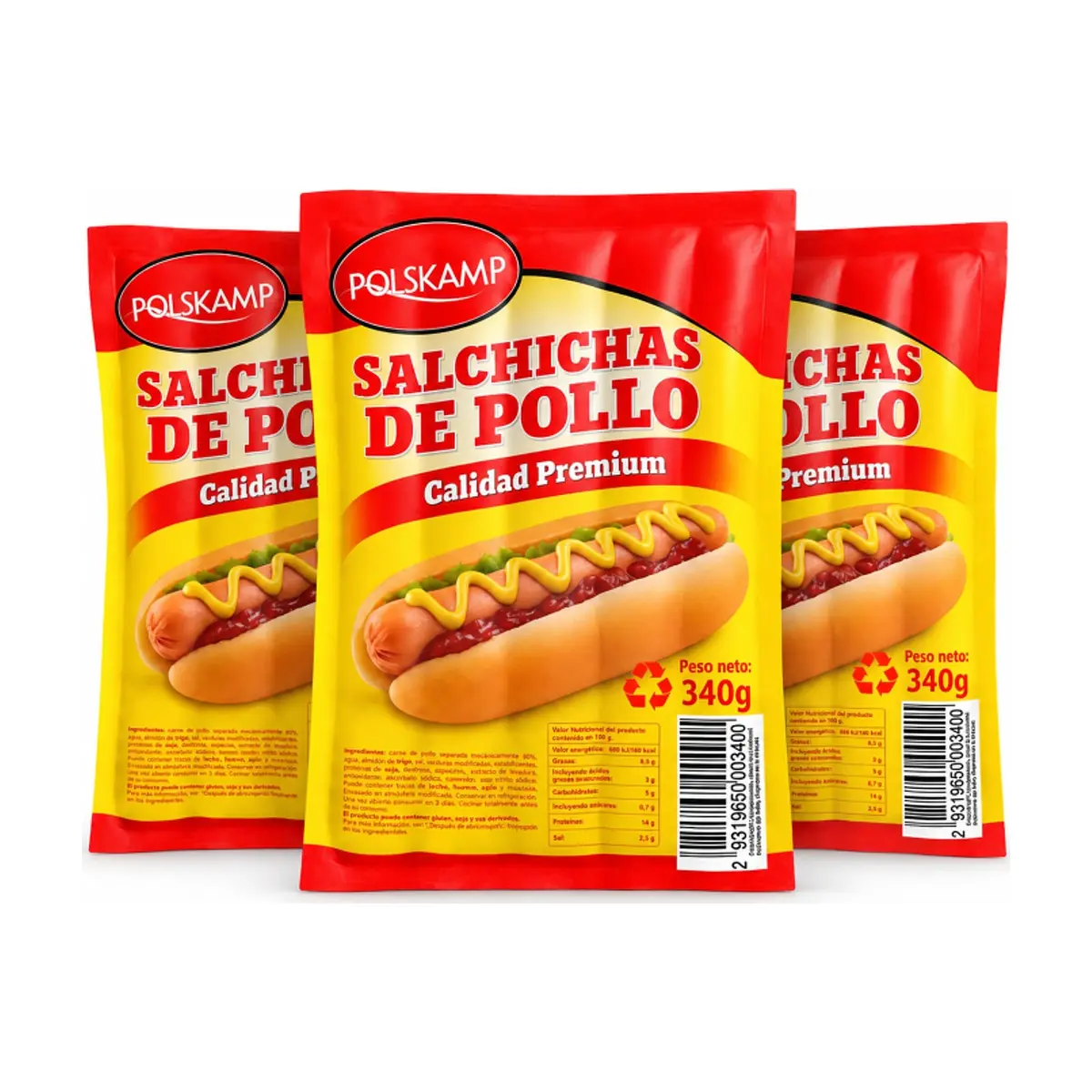 Salchichas de pollo Polskamp (3 x 340 g / 12 oz)
