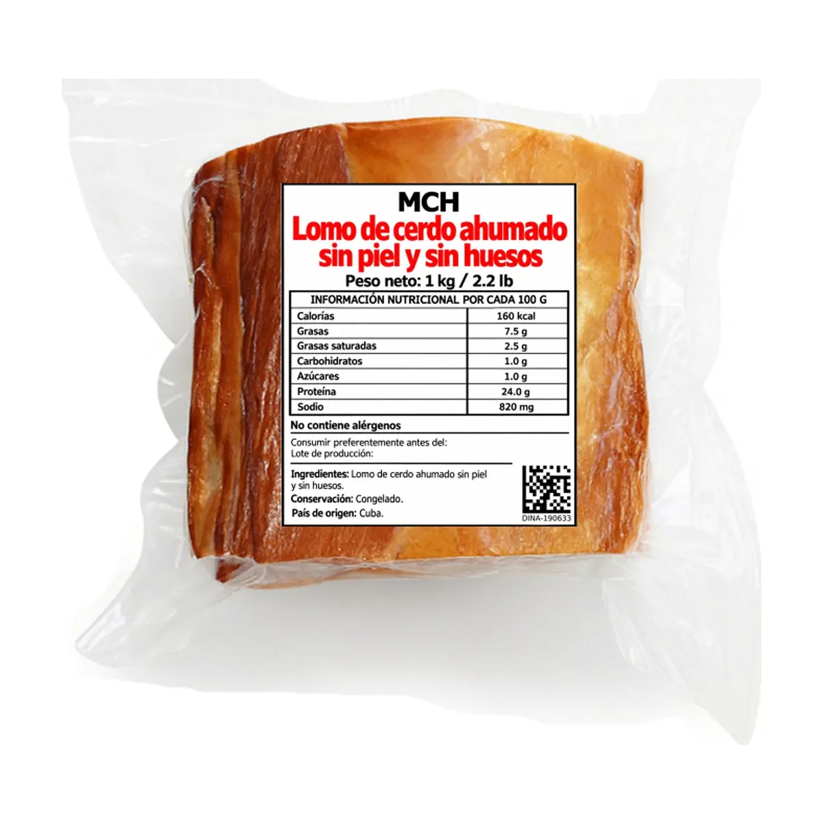 Lomo de cerdo ahumado sin piel y sin huesos MCH (1 kg / 2.2 lb)