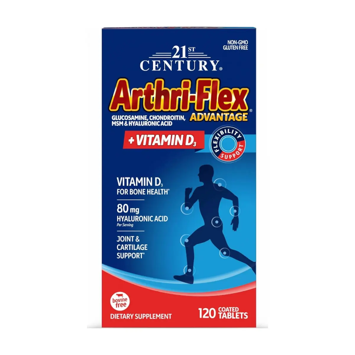 Arthri-Flex. Glucosamina + Condroitina + MSM + Ácido hialurónico + Vitamina D3 21st Century (120 tabletas)