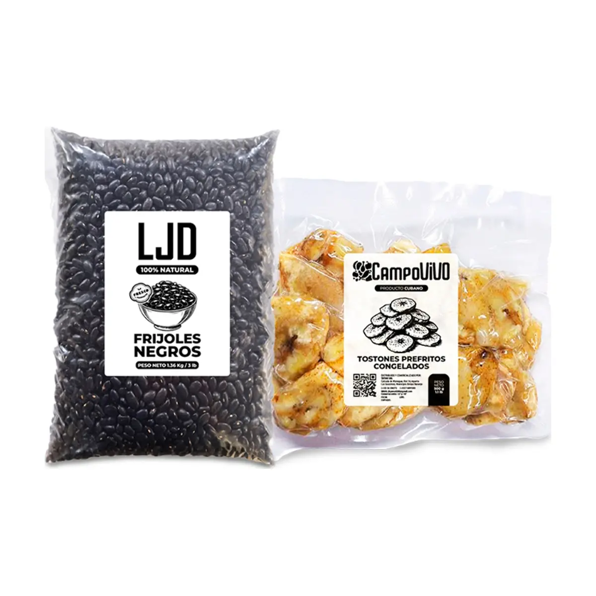 Combo criollo: Tostones prefritos congelados Campo Vivo + Frijoles negros LJD