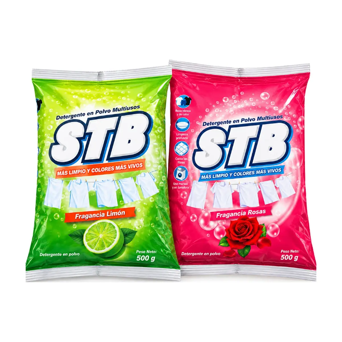 Combo de detergentes en polvo STB #8: Detergente en polvo fragancia a limón + Detergente en polvo fragancia a rosas