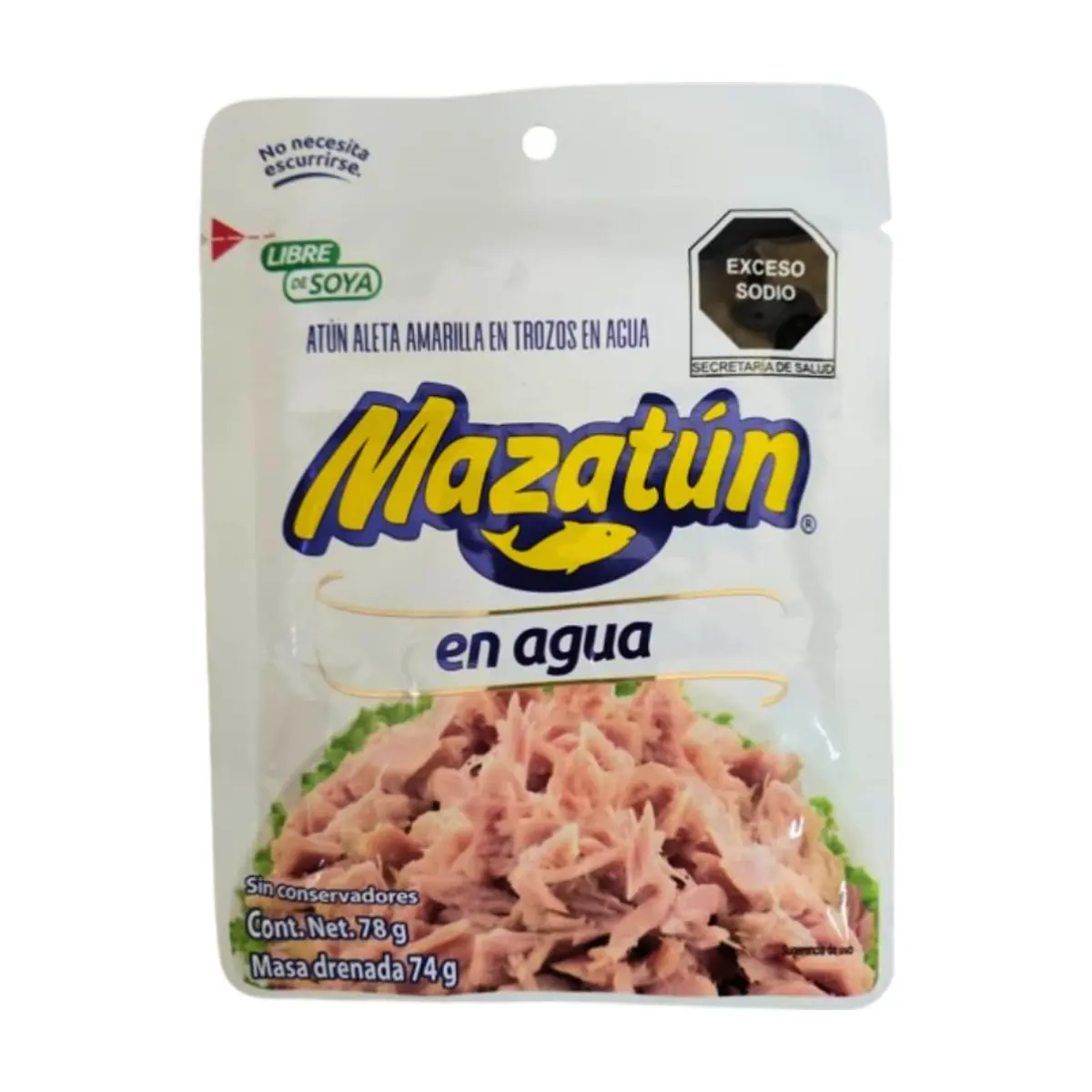 Atún aleta amarilla en trozos y en agua Mazatún (78 g / 2.7 oz)