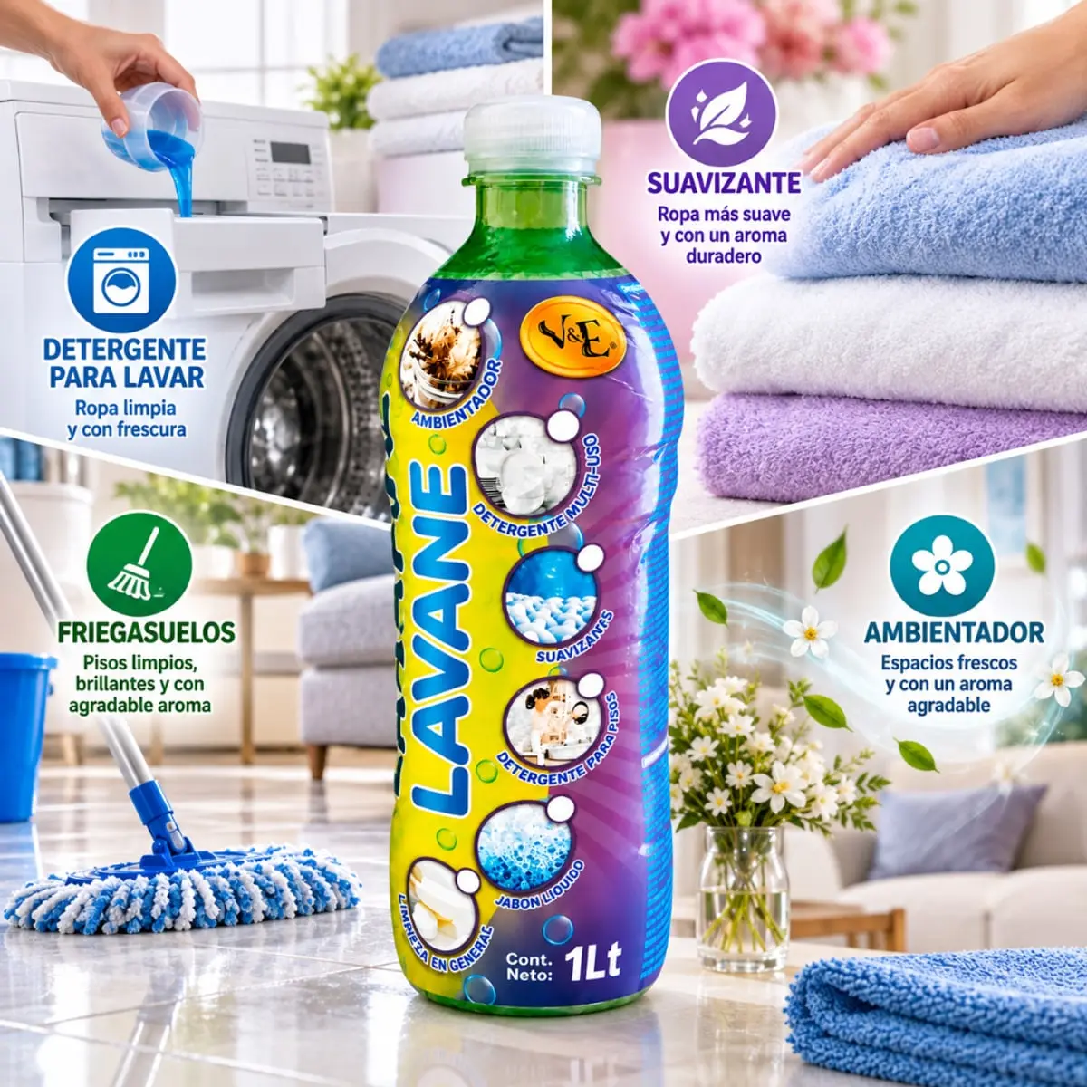 Detergente líquido multiuso Lavane (8 x 1 L) - Thumbnail 2