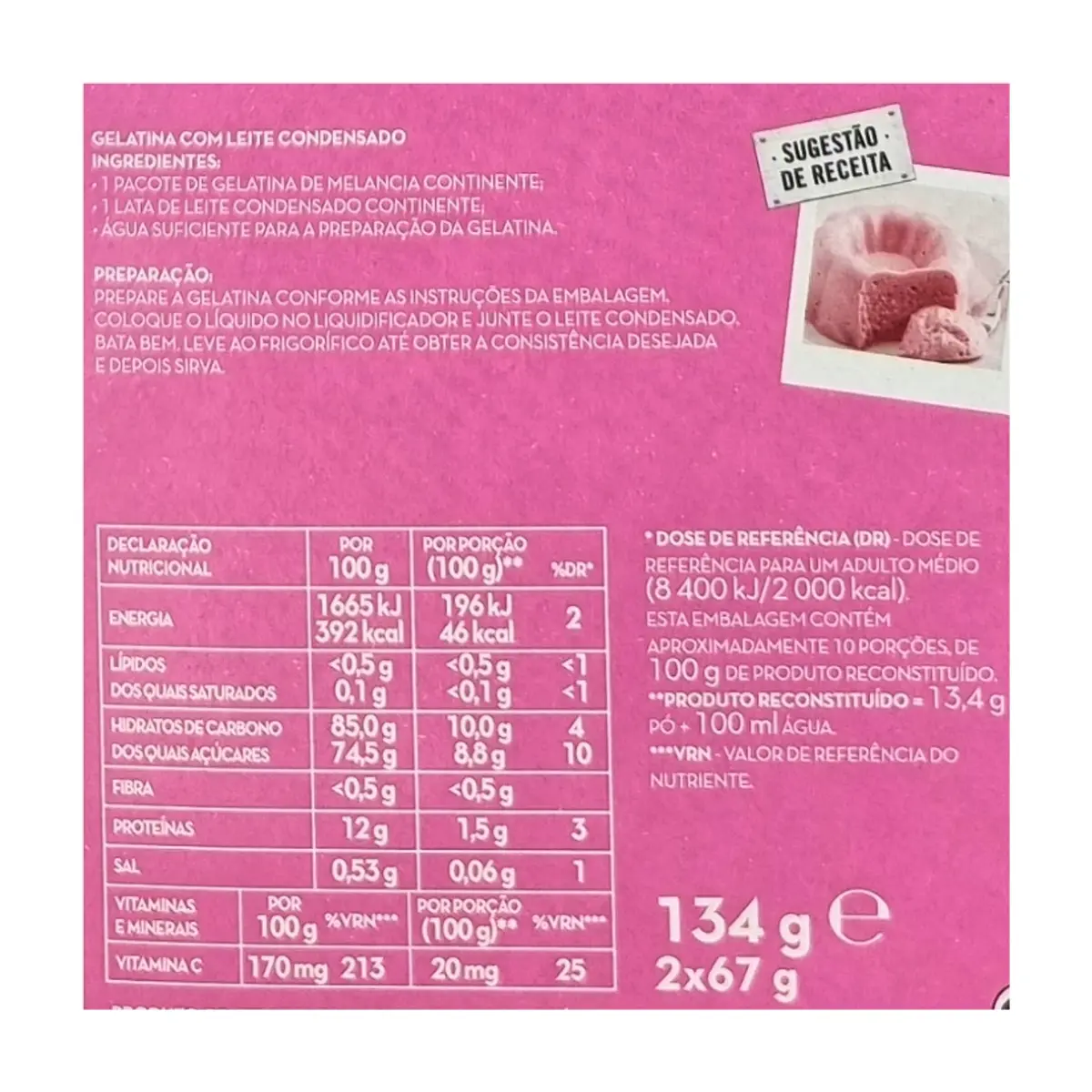 Gelatina en polvo sabor sandía Continente (2 x 67 g / 2.36 oz) - Thumbnail 3
