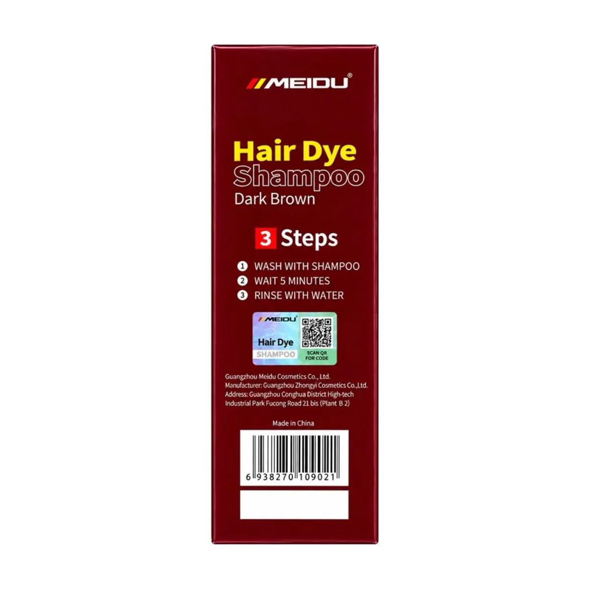 Champú tinte para el cabello castaño oscuro 3 en 1 Meidu (500 ml / 16.9 oz) - Thumbnail 4