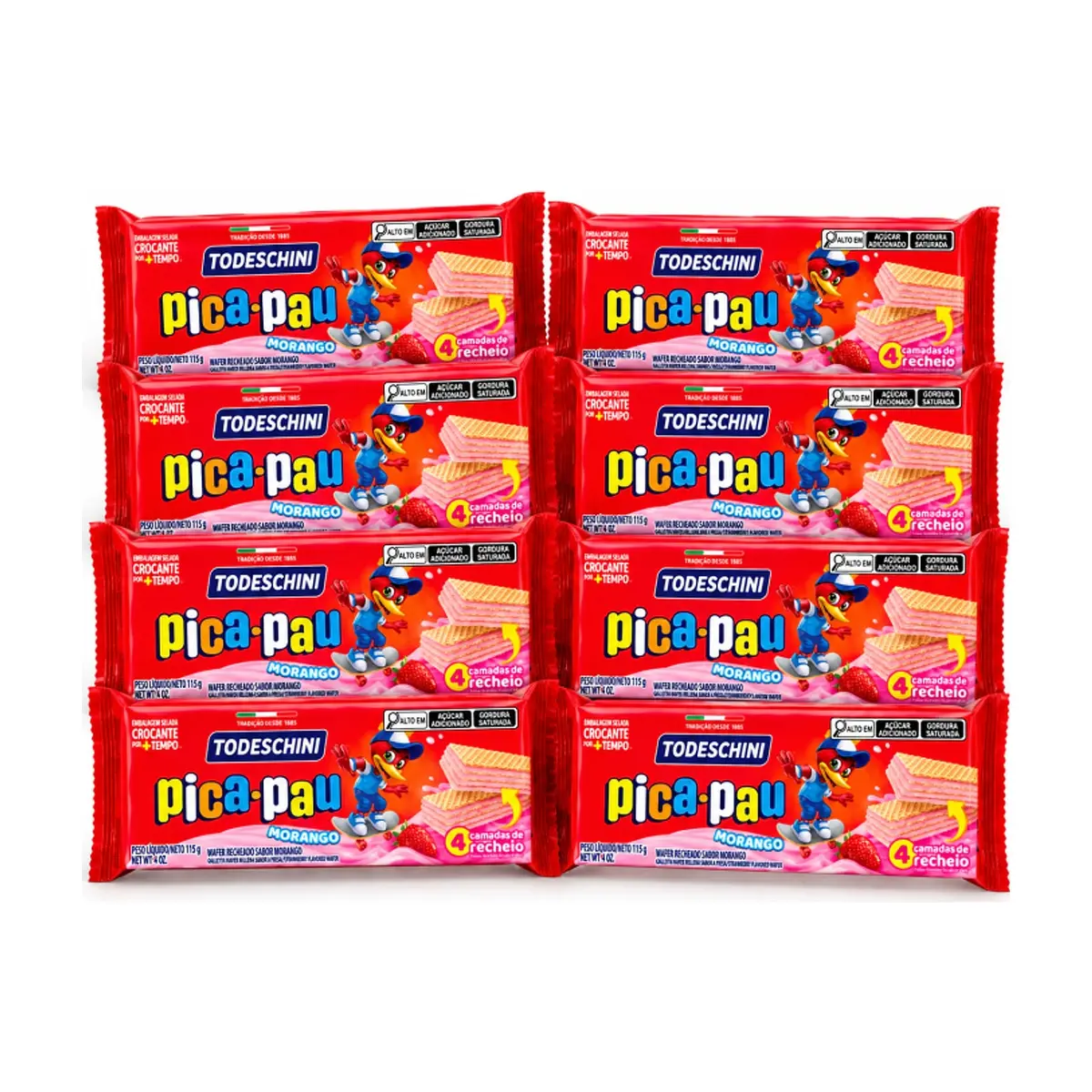 Sorbeto de fresa pica-pau Todeschini (8 x 115 g / 4.06 oz)