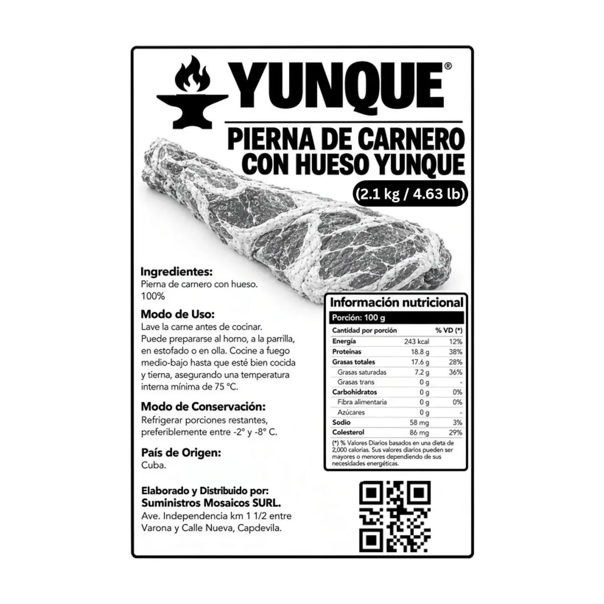 Pierna de carnero con hueso Yunque (2.1 kg / 4.63 lb) - Miniatura 3