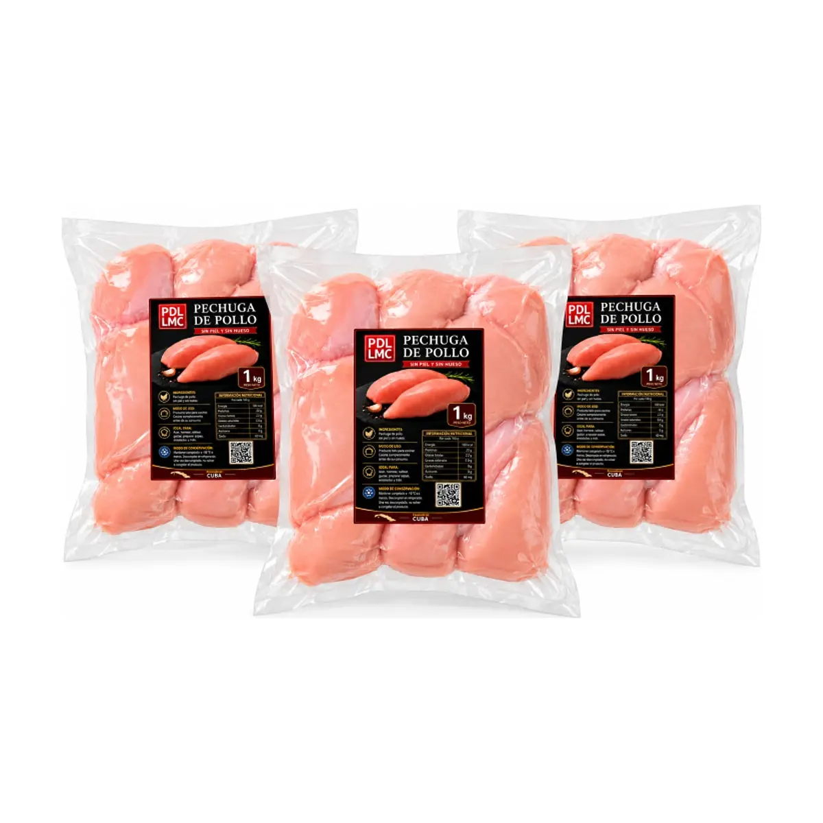 Pechuga de pollo sin piel y sin hueso PDL LMC (3 x 1 kg / 2.2 lb) - Imagen 1