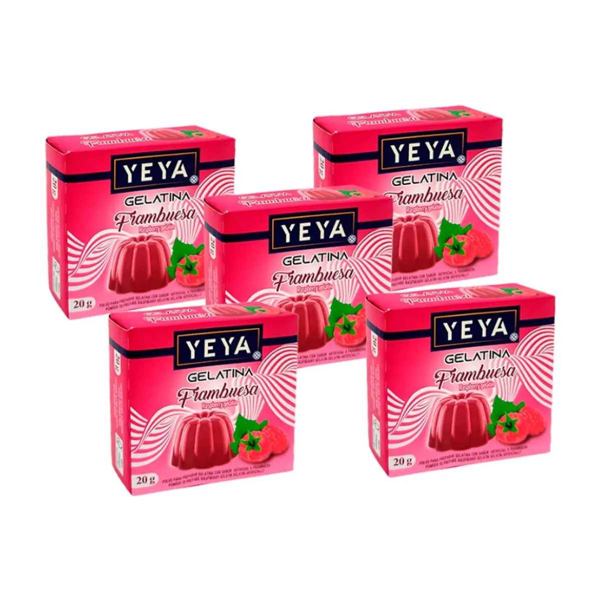 Gelatina sabor frambuesa YEYA (5 x 20 g)