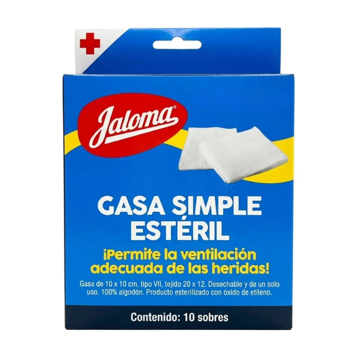 Gasa simple estéril 10 cm x 10 cm Jaloma (10 U)