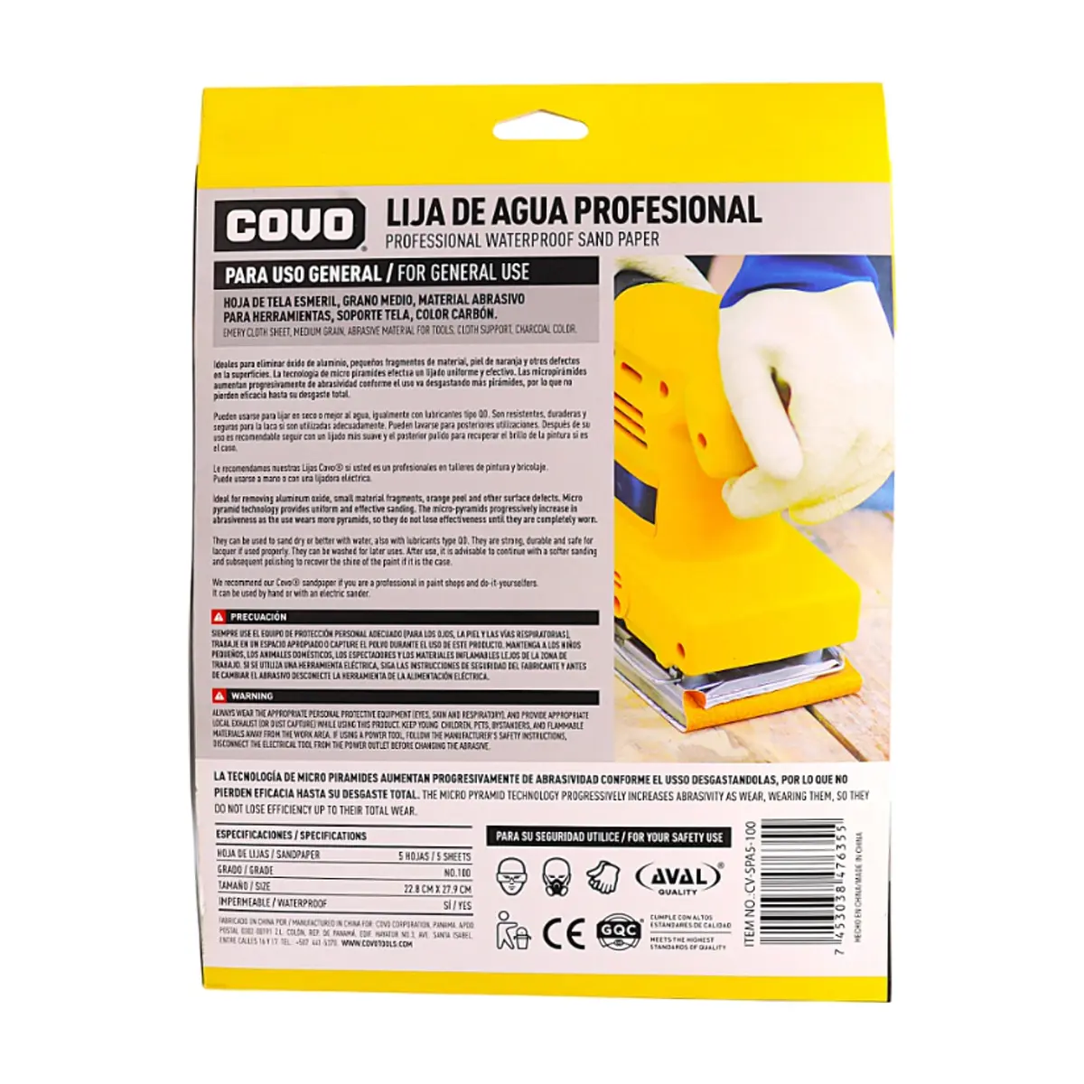 Lija de agua profesional grano 100 Covo - Thumbnail 3