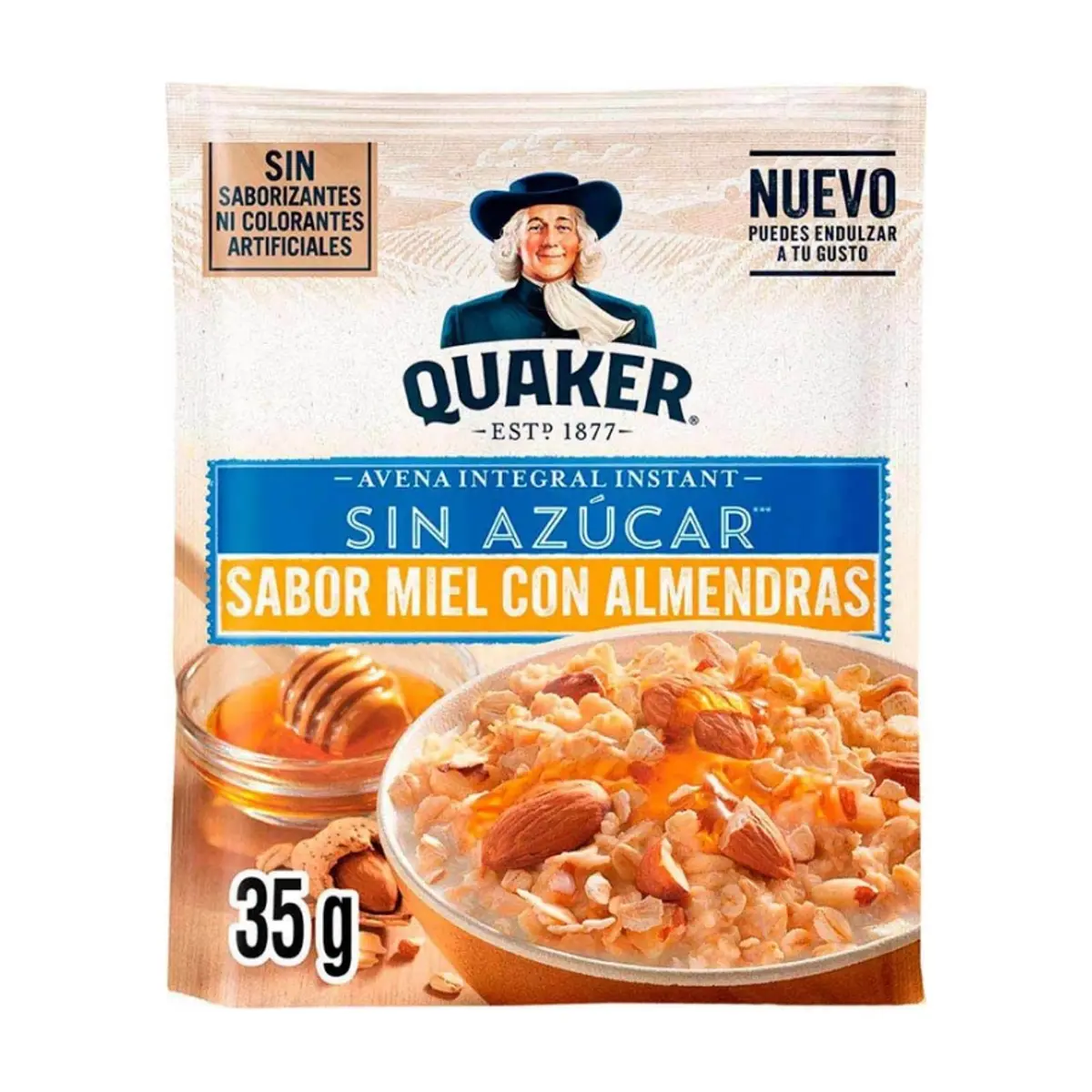 Cereal de avena integral sabor miel con almendras Quaker (35 g / 1.23 oz)