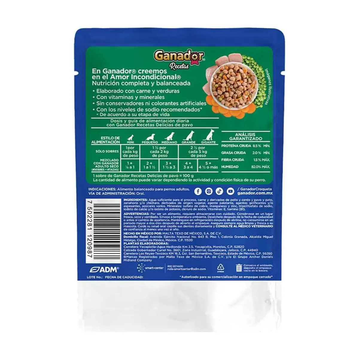 Alimento para perros adultos delicias de pavo Ganador (100 g / 3.52 oz) - Miniatura 2