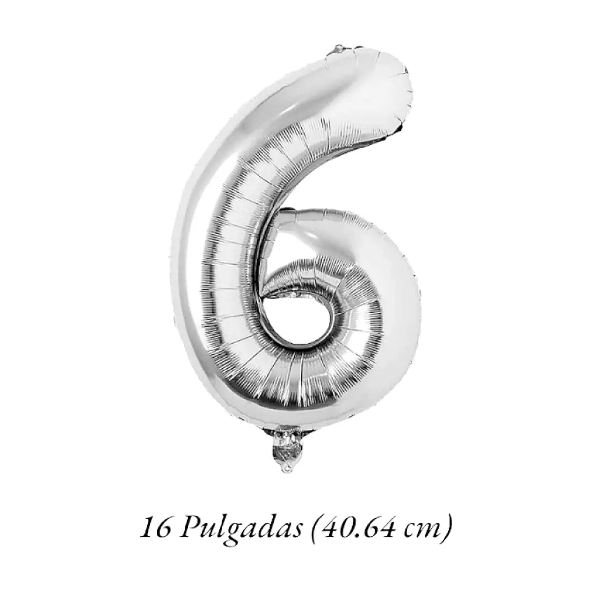 Globo plateado Número 6 Balloon de 16 pulgadas - Thumbnail 2