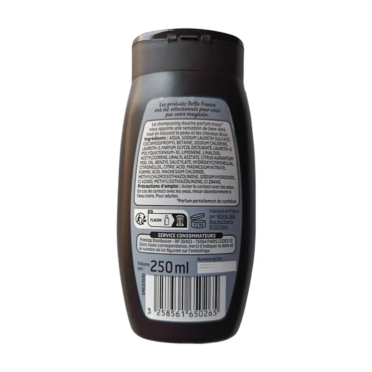 Champú gel de ducha con fragancia a almizcle Belle France (250 ml) - Thumbnail 2