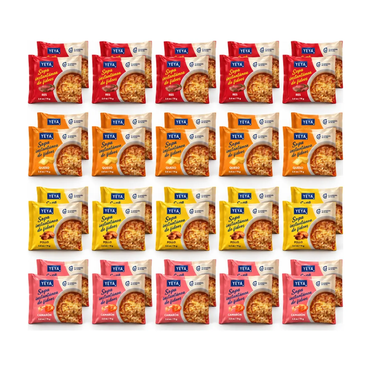 Combo mixto de sopas instantáneas de fideos YEYA (40 x 75 g / 2.6 oz)