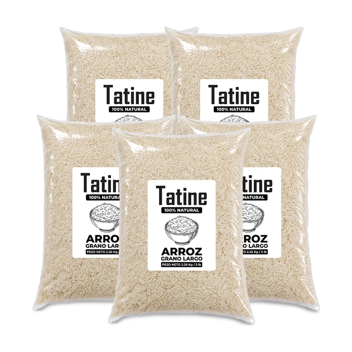 Arroz de grano largo Tatine (5 x 2.26 kg / 5 lb)