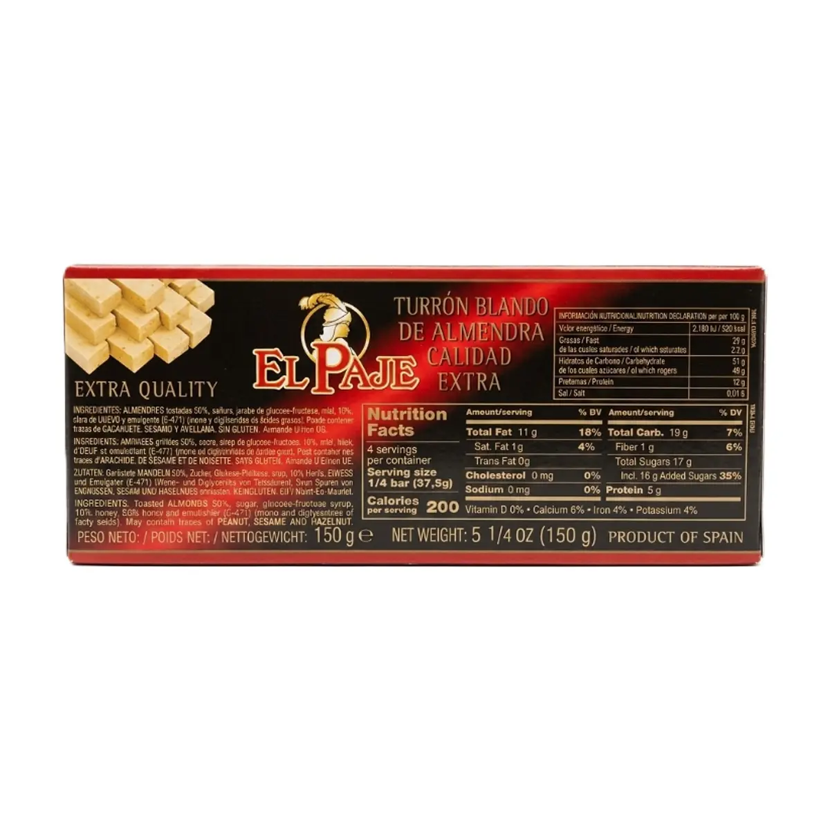 Turrón blando de almendra de calidad extra El Paje (150 g / 5.29 oz) - Thumbnail 2