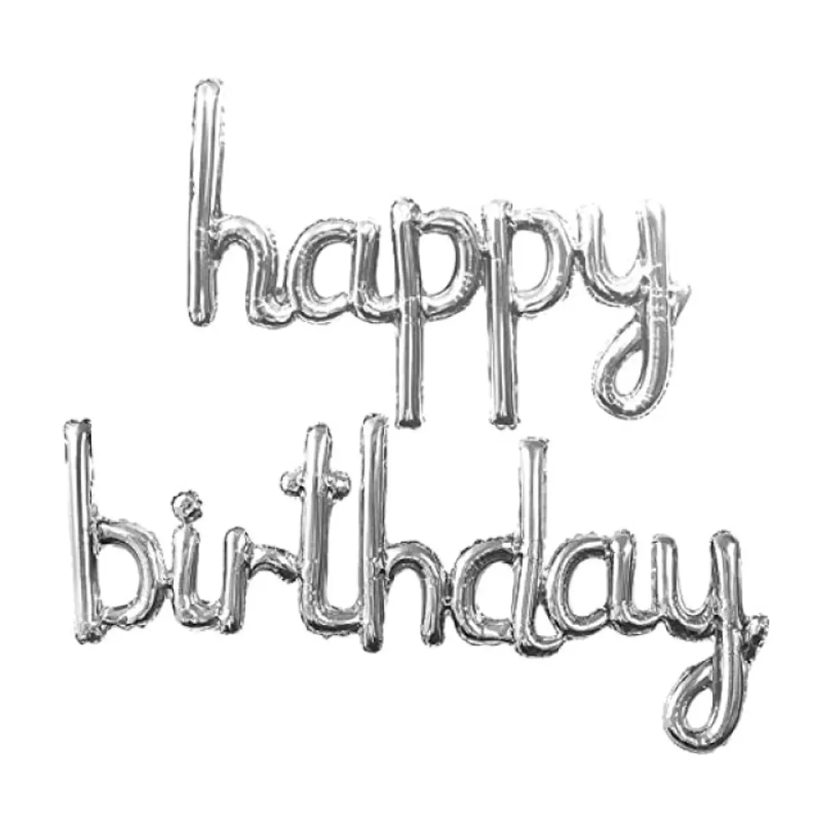 Cartel metálico - happy birthday -color plateado 16 pulgadas Ballon